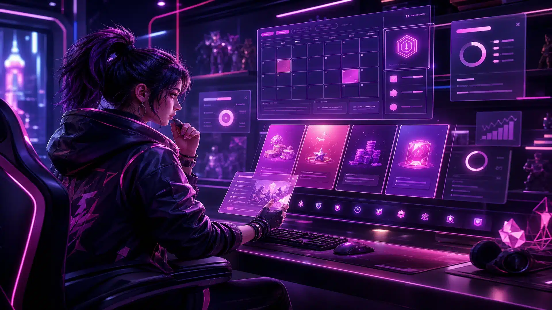 Ilustrasi cashback Senin awal Juli dengan catatan weekend dan panel neon